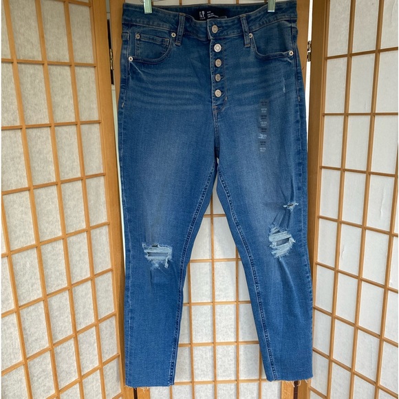 Gap High Rise Distressed Buttoned Jean Legging SZ 12/31 Short NWOT - Picture 6 of 13